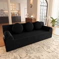 thumbnail image 2 of HOQBN Boneless Sofa Couch for Living Room,71" 3 Seater Sofa with Deep Seat Design and 3 Round Pillows,Comfy Corduroy Fabric Loveseat Couch,No Assembly,Black, 2 of 5