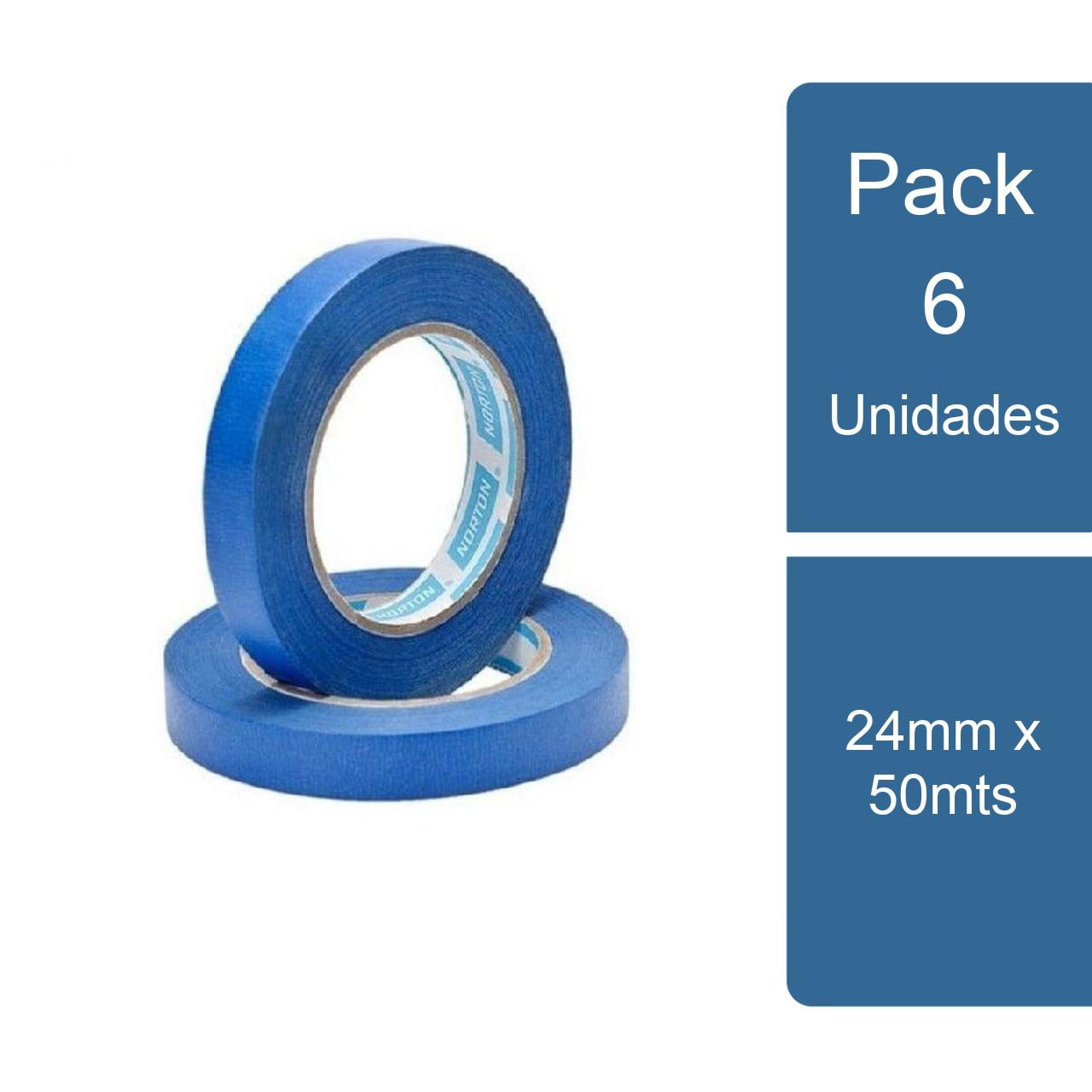 Pack 6 Cinta De Enmascarar Profesional Azul 24Mm X 50Mts