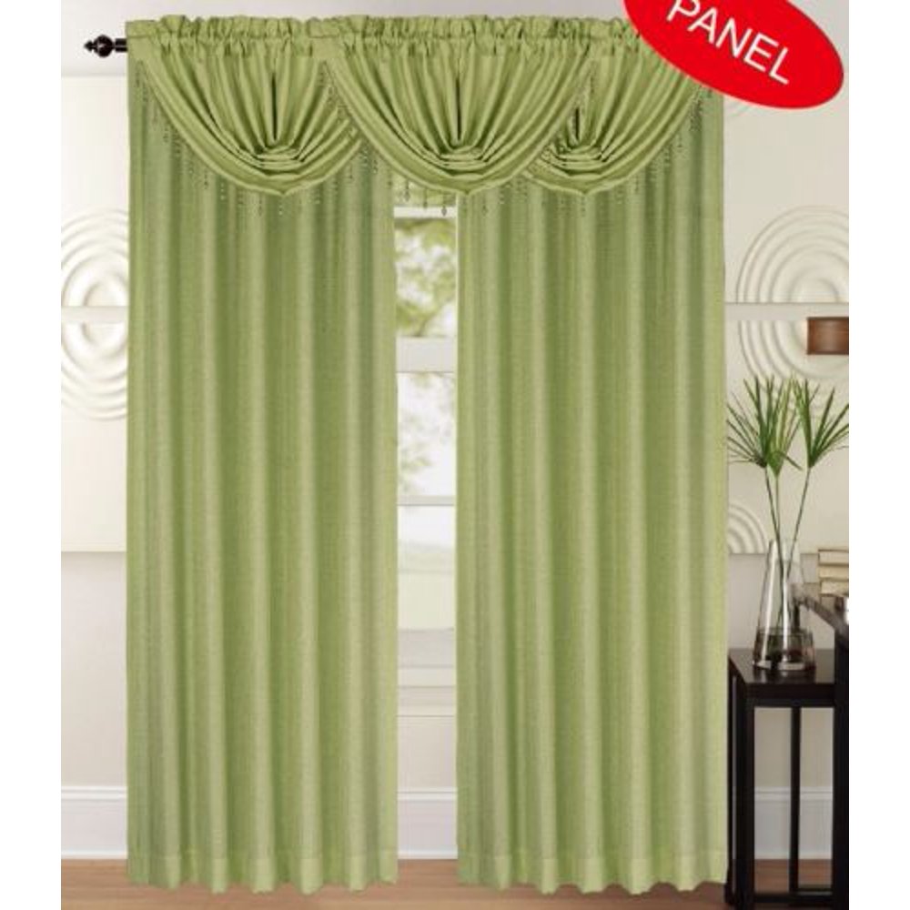 Leah Textured Curtain Panel, 84" Long Draperies, Sage Green, Each Panel