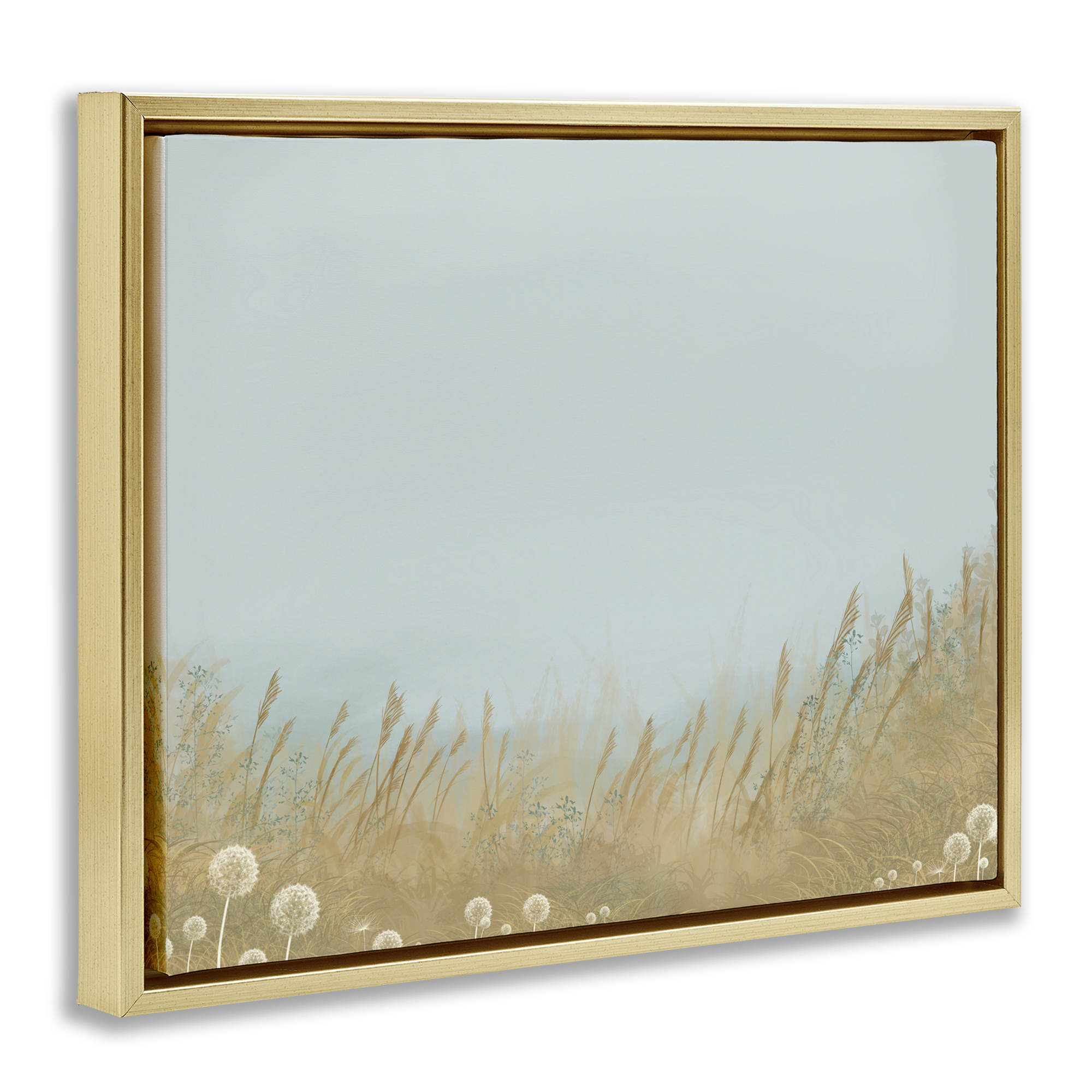 Misty Meadows Blowing in Wind Gold Framed Floater Canvas Wall Art, design by Renel Peters