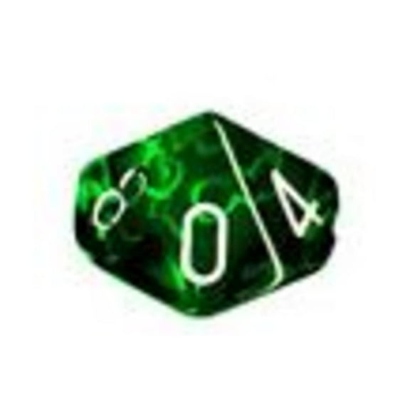 Chessex: d10 Translucent 10 Dice Set: Green and White - Revised