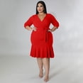thumbnail image 5 of AURA Women V Neck Lace Ruffle Dress Casual Midi Summer Elegant Loose Fit Dress, 5 of 7