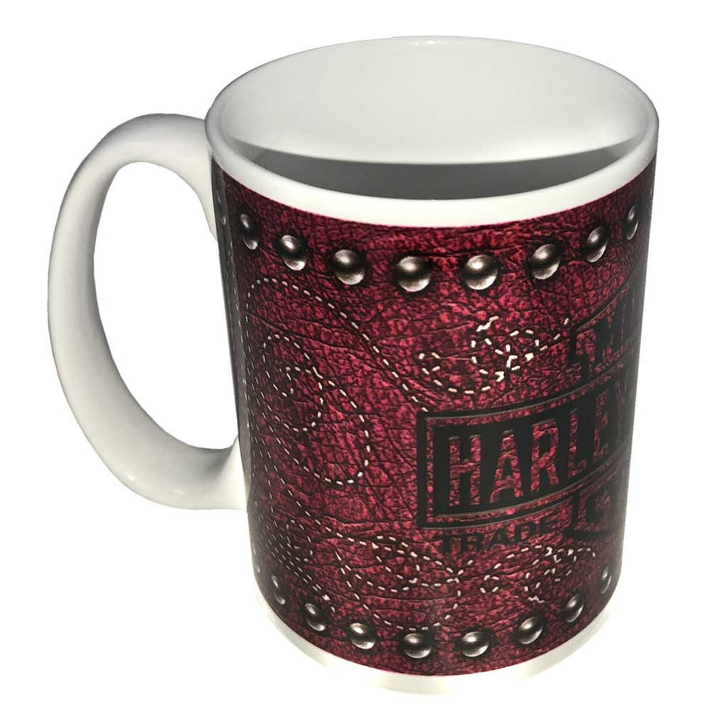 Harley-Davidson Bar & Shield Leather Coffee Mug, 15 oz. Pink & White HD