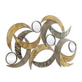 thumbnail image 6 of DecMode Contemporary Curved Metal Stips with Indigenous Patterns Wall Décor, 24"W x 40"H Features Gray, Brown, Maroon and Yellow Polished Finish, 6 of 13
