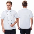 thumbnail image 5 of Gyexs Unisex Short Sleeve Chef Coat Jacket for Women Lightweight Cardigan Soft Comfortable Open Front Knit Sweater (White, Size XXXL), 5 of 9
