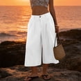 thumbnail image 5 of High Waisted Wide Leg Beach Casual Capri Pants For Women Summer Flowy Relaxed Fit Pocketed Comfortable Vacation Lounge Everyday Style Breathable, 5 of 7