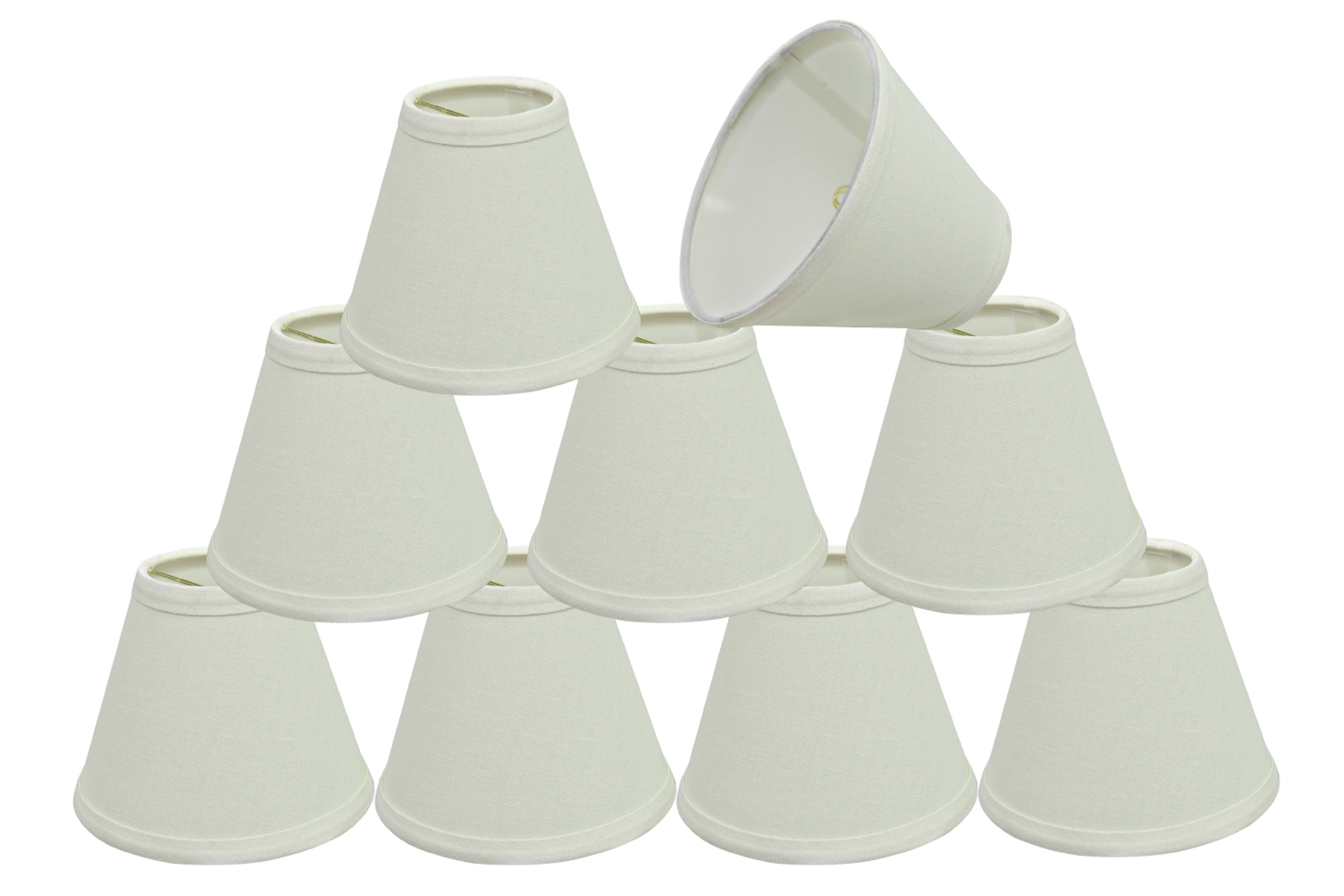 Set of 9 White Linen Empire Candelabra Lamp Shades