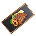 thumbnail image 4 of Tabla Para Servir Carne, Bandeja Para Servir De Madera Multiusos, Plato Para Servir Rectangular Fácil De Limpiar Con Piedra De Pizarra Para El Hogar, Cocina, Restaurante Cateissary HA015750-00, 4 of 6