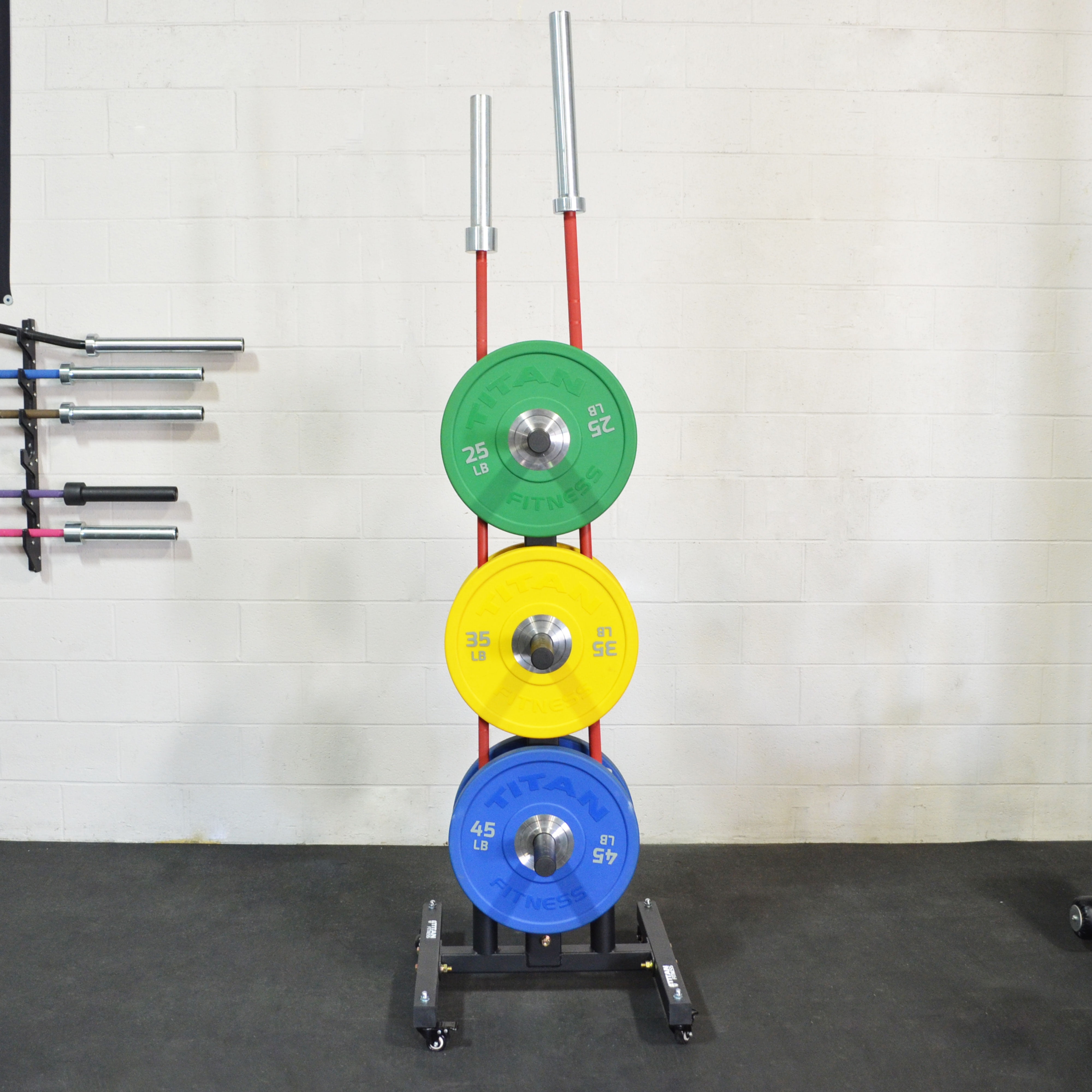 titan fitness portable plate & barbell storage tree