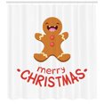 thumbnail image 3 of Ambesonne Christmas Shower Curtain, Funny Gingerbread Cookie, 69"Wx84"L, Amber and Vermilion, 3 of 3
