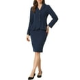 thumbnail image 2 of Conjunto de falda de 2 piezas para mujer INSPIRE CHIC, blazer peplum, falda lápiz de cintura alta, atuendo de trabajo en azul marino, 2 of 6