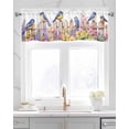 thumbnail image 2 of Garden Flower Bird Linen Curtain Valance for Bedroom/Bathroom/Kitchen/Office/Living/Dining Room Windows,Colorful Floral Watercolor Simple White Pocket Topper Drapes Decorative Cafe Drapery 54x18, 2 of 6