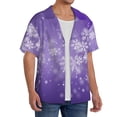 thumbnail image 3 of Zufioo Snowfall Sky White Purple Print Mens Button Down Short Sleeve Shirt,Classic Plaid Shirt,Mens Accessories Fashion Shirt-Small, 3 of 6