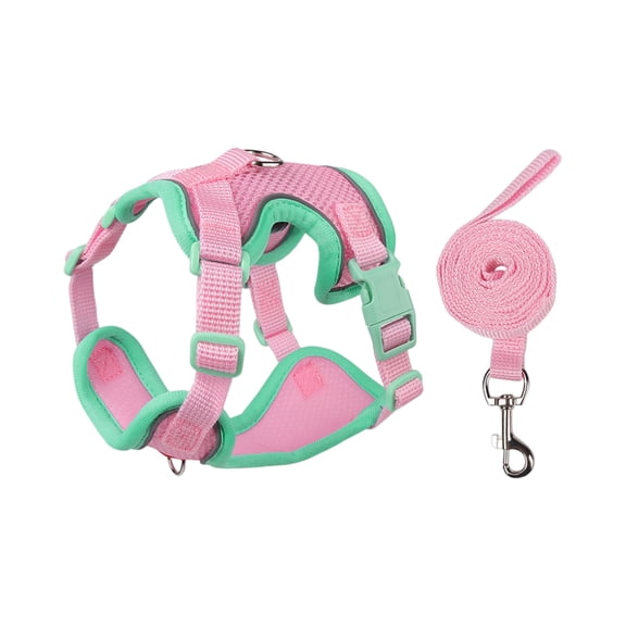 Small Dog Leash Set With Outdoor Pet Vest For Puppies & Kittens, Adjustable Sizes B/L For Custom Fit, Durable Nylon Leash With Quick-Release Buckle, Breathable Mesh Vest &