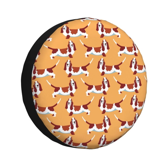 Wukai Housse de Pneu de Rechange Imprimé Teckel Chiot pour Remorque RV, Imperméable PVC Faux Cuir Housse de Roue pour Camion, Remorque, RV, SUV, Véhicule Récréatif-15 Pouces