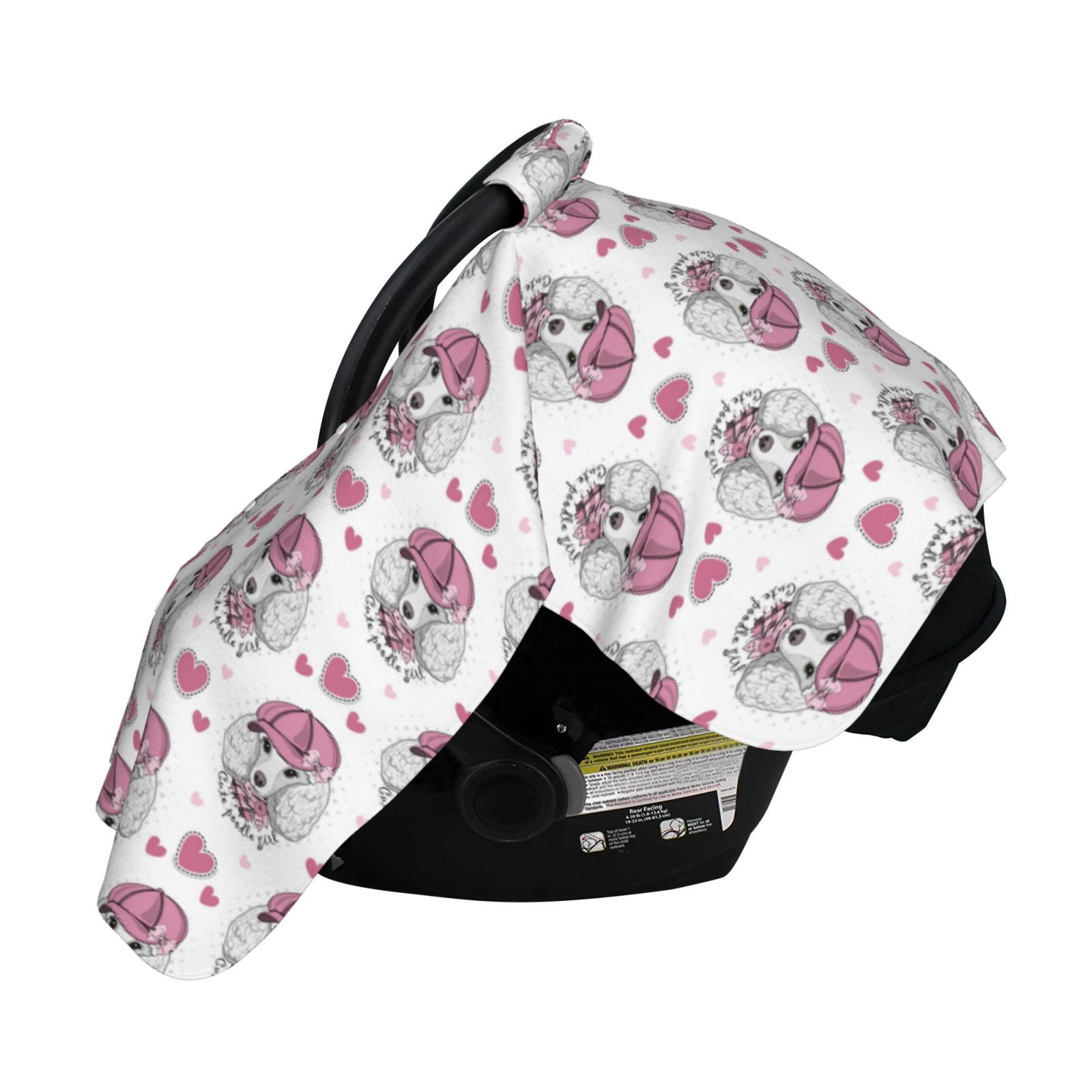 Naloa Cute Poodle Dog Baby Car Seat Cover, Breathable Baby Carrier Cover, Multiuse Baby Carrier Cover & Nursing Breastfeeding Cover