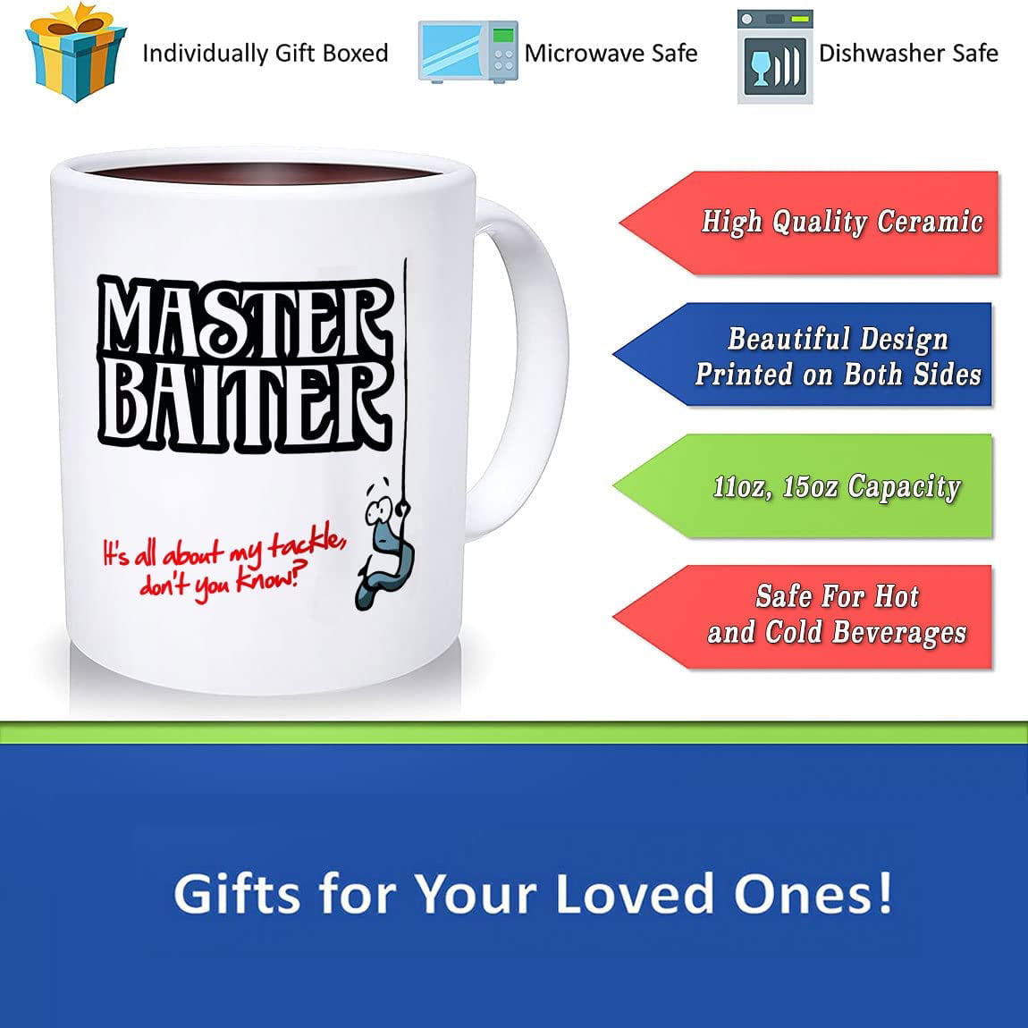 Fishing Gifts For Men – Funny Coffee Mug, Fisherman Gift For Dad – Angler Fish  Gifts Master Baiter, Ceramic Novelty Coffee Mugs 11oz, 15oz Mug, Tea Cup,  Gift Present Mug For Birthday