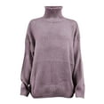 thumbnail image 4 of Herrnalise Women's Cable Cropped Sweater Long Sleeve Crewneck Pullover Knit Jumper Top Purple,M, 4 of 5