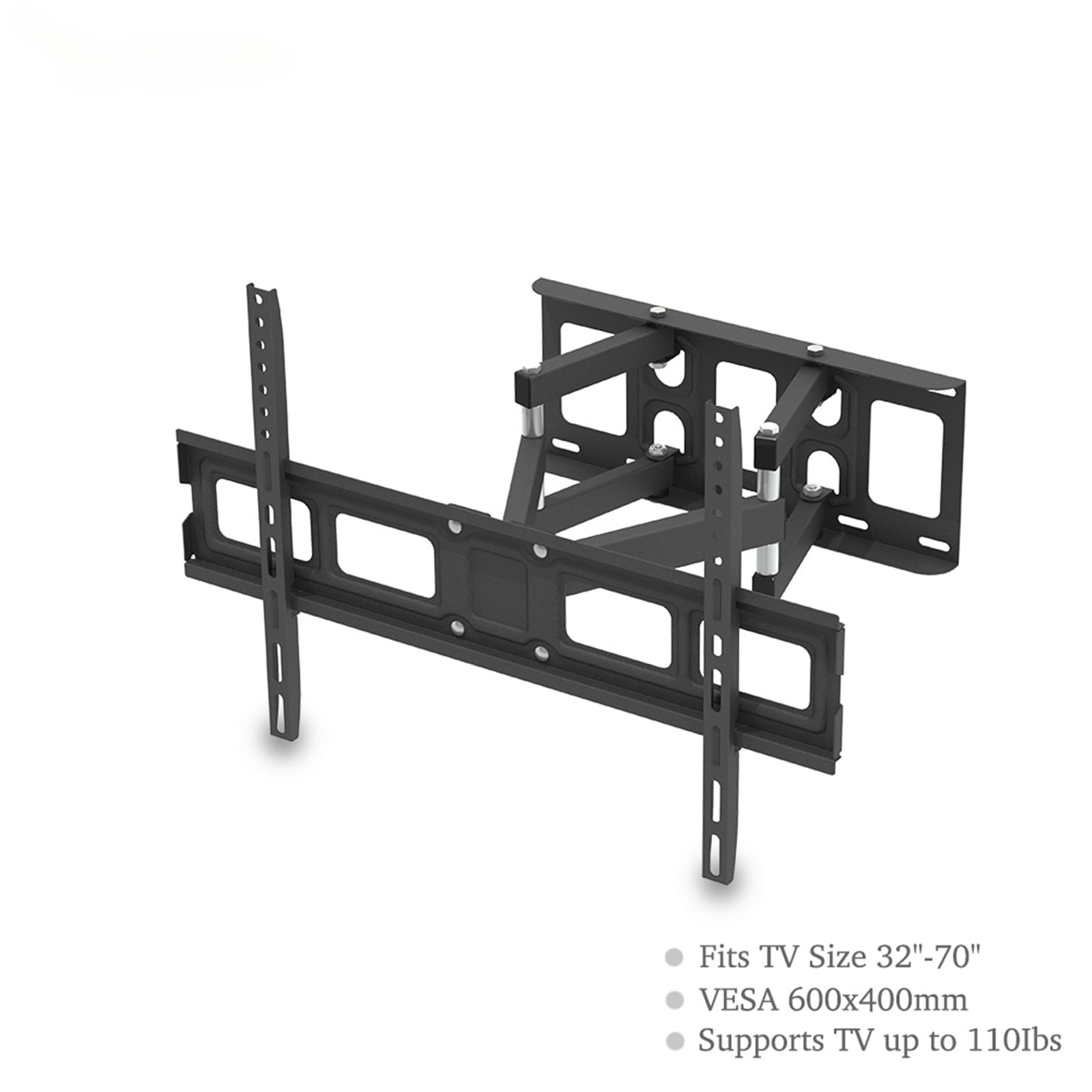 Full Motion TV Wall Mount for 32 to 70 Inch TVs Heavy Duty Double Swing Arm Articulating Bracket Tilt Swivel Extend Max Load 110 Lbs VESA 600x400 Large Base for Living Room Home Theater Gaming Setup