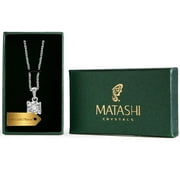 18K White Gold Plated Necklace with a Heart of Crystal Design with a 16" Extendable Chain and High Quality Crystals by Matashi