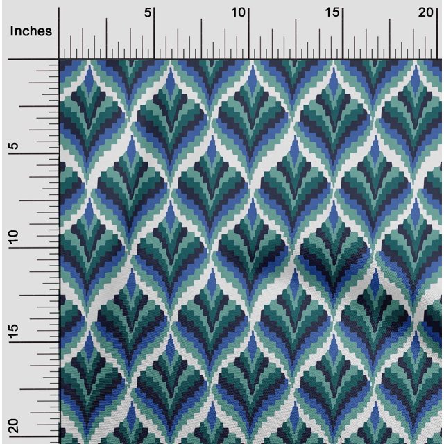 oneOone Silk Tabby Fabric Ogee Flame Stitch Print Sewing Fabric BTY 42 Inch Wide