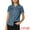 Blue, variant on Women's Denim Collared Short Sleeve Chest Pocket Button Up Shirt S Blue