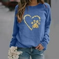thumbnail image 3 of Women T Shirt Ladies Casual Long Sleeve Dog Paw Print O-Neck Pullover Shirt Tops Womens Tees Blue M, 3 of 3