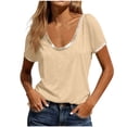 thumbnail image 3 of Paiwinds Women's Short Sleeve T-Shirt Fashionable Solid Black Top with Gold Metallic Trim Round Neck Casual Blouse, 3 of 9