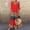 Red, variant on Women's Fashion Casual Short Sleeve V-Neck Button Print Maxi Loose Long Dress