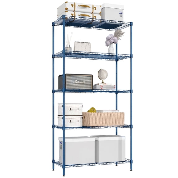 Ktaxon 5-Tier Wire Shelving Unit, Steel Storage Rack for Garage Office Kitchen Navy Blue, 30" W x 14" D x 60" H