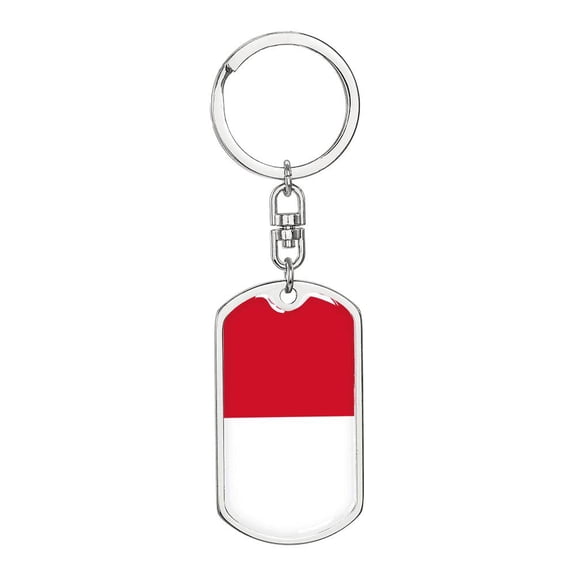 Monaco Flag Keychain Dog Tag Stainless Steel or 18k Gold
