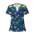 thumbnail image 3 of Naloa Dinosaur In Space Print T-Shirts Short Sleeve V Neck Tees for Women Fashion Tops Trendy Lightweight Soft Casual Summer Outfits Clothes, 3 of 5