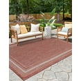 thumbnail image 3 of Unique Loom Outdoor Border Collection Area Rug - Soft Border (7' 10" x 10' Rectangle Rust Red/Ivory), 3 of 6