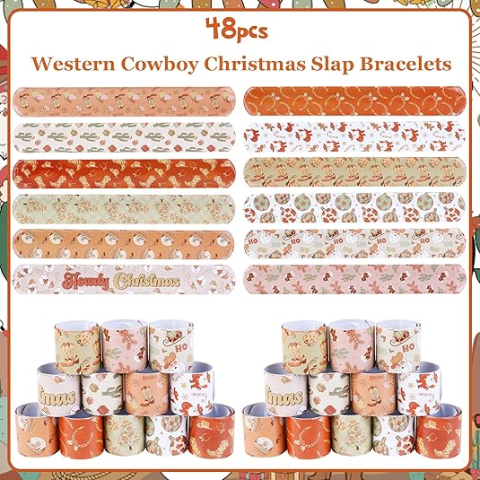 Serencatcher Christmas Slap Bracelets Party Favors Wristbands for Xmas Birthday Stocking Goodie Bag Stuffers Gifts Toys