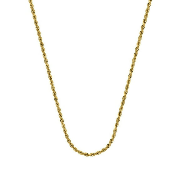 14k Yellow Gold Hollow Rope Chain Necklace 2.3mm Lobster Claw Closure - 3.0 Grams - 24 Inch