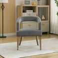 thumbnail image 3 of 25.79" Wide Modern Barrel Open Back Upholstered Accent Chair with Weathered Solid Wood Legs Dining Chairs for Dining Room, Club, Kitchen and Living Room. Gray Velvet, 3 of 10