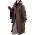 thumbnail image 2 of jtjvou Long Puffer Jackets for Women Winter Warm Jackets Zip Up Quilted Jacket Thick Padded Overcoat with Hood Brown XXL, 2 of 8