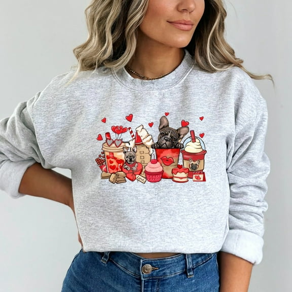 French Bulldogs and Coffee Valentine Sweatshirt