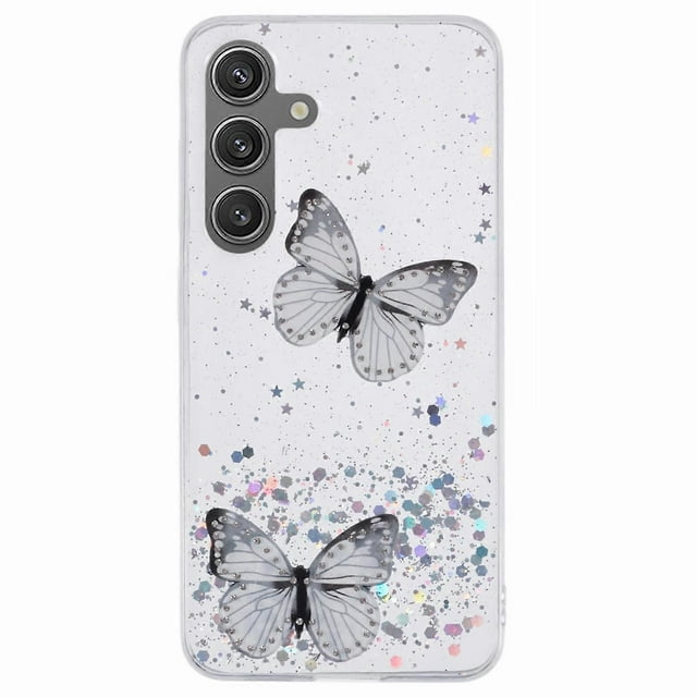 For Samsung Galaxy S25 Case Epoxy PVC Butterfly TPU Aesthetics Phone Cover - Green
