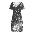 thumbnail image 3 of Levmjia Womens Summer Dress Casual V Neck Floral Short Sleeve Slim Fit Polyester Comfortable Vacation Beach Party Work Multi Colors, 3 of 7