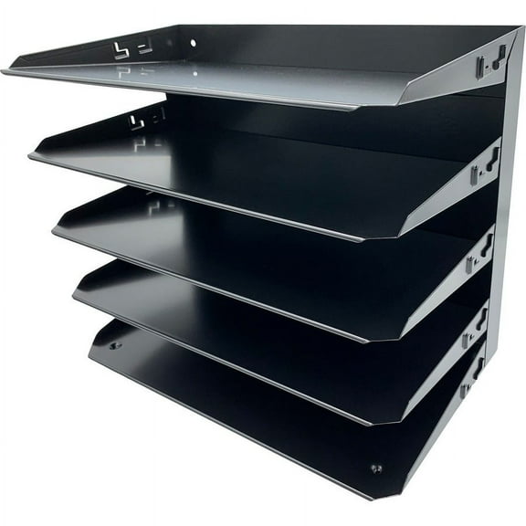 Huron Horizontal Slots Desk Organizer - 5 Compartment(s) - 15" Height x 15" Width x 8.8" Depth - Durable, Label Holder - Steel - 1 Each | Bundle of 5 Each