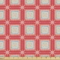 thumbnail image 1 of Geometrical Fabric by the Yard Upholstery, Hand Drawn Like Intricate Squares Inspired Repetitive Cheery Pattern, Decorative Fabric for DIY and Home Accents, Dark Coral and Blue by Ambesonne, 1 of 5
