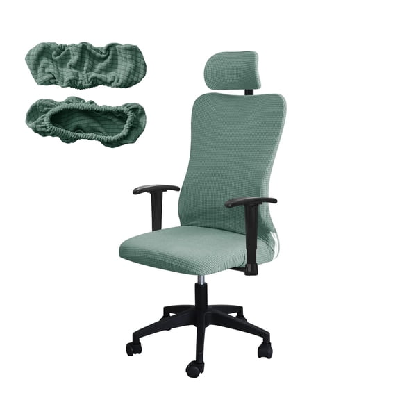 FORCHEER 4 PCS Ergonomic Office Chair Covers with Armrest and Headrest Cover Green Stretchable Water Resistant Computer Chair Cover Set Washable