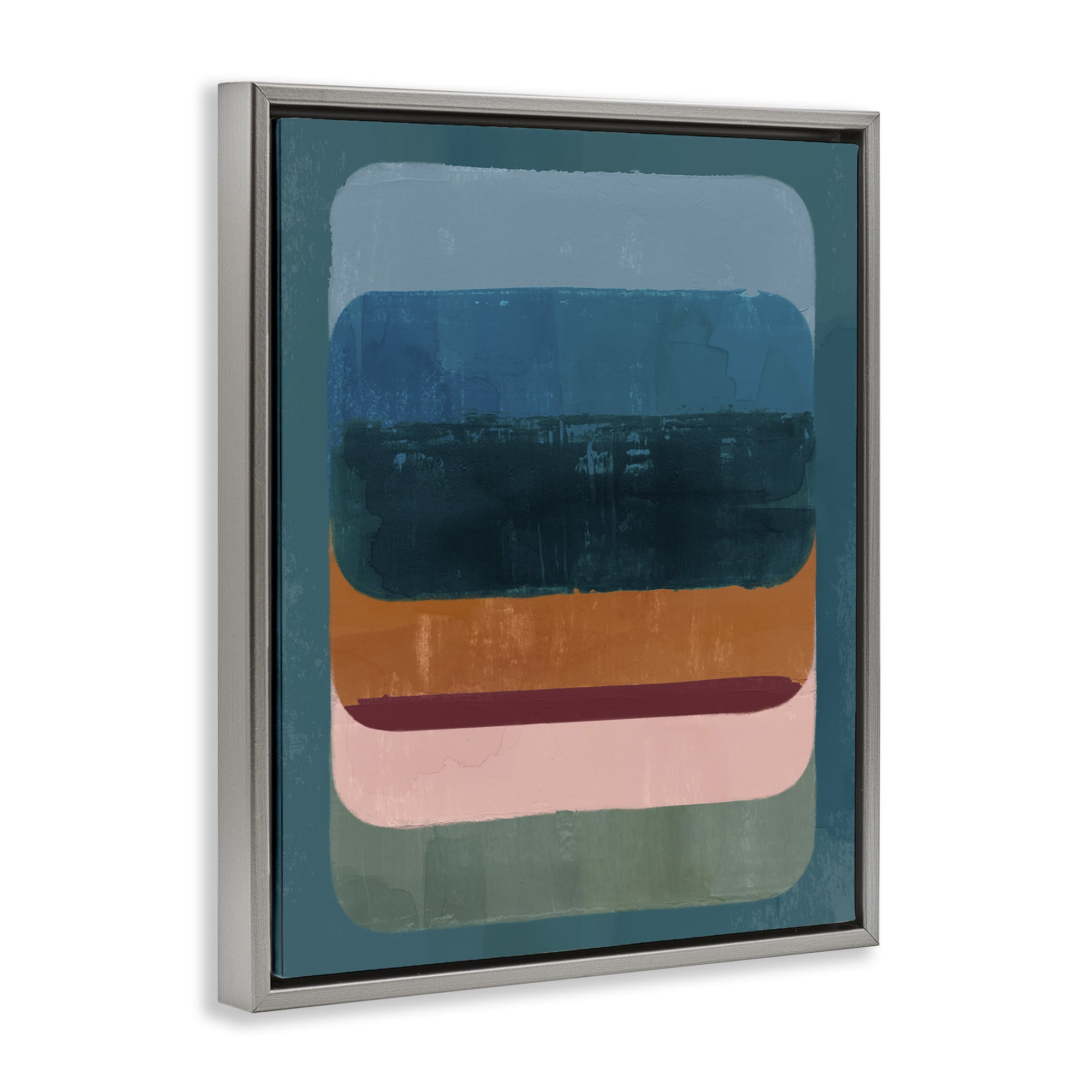 Stupell Industries Southwestern Inspired Pattern Abstract Painting Gray Floater Framed Canvas Art Print Wall Art, 17 x 21