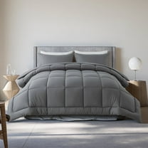 Twin Size 2-Piece All-Season Down Alternative Comforter Set Dark Gray | Comforter   Pillow Cases Bedding Set | Hotel Grade Bed in a Bag by KINMEROOM