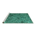 thumbnail image 2 of Ahgly Company Machine Washable Indoor Round Abstract Turquoise Blue Modern Area Rugs, 4' Round, 2 of 4