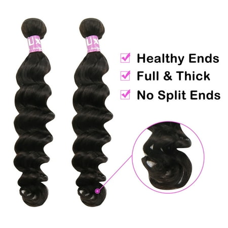 Uxcell Peruvian Virgin Human Hair Weave Extensions Loose Curly 8a
