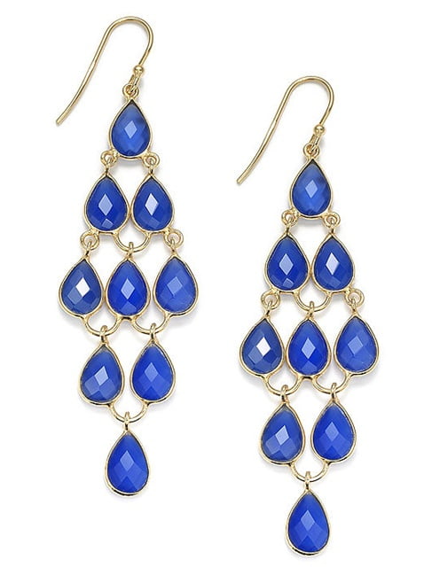 Sterling Silver Blue Chalcedony Chandelier Earrings (17.0.cts.tw) by ERBCB097