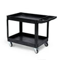 thumbnail image 3 of Telyswee Two Shelf Heavy Duty Rolling Utility Cart Service Cart 550lbs, Black, 3 of 9