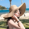 thumbnail image 4 of Sombrero de ala ancha para mujer, sombrero de paja con protección solar, plegable, enrollable, para playa, con protección UV, UPF 50+, 4 of 6
